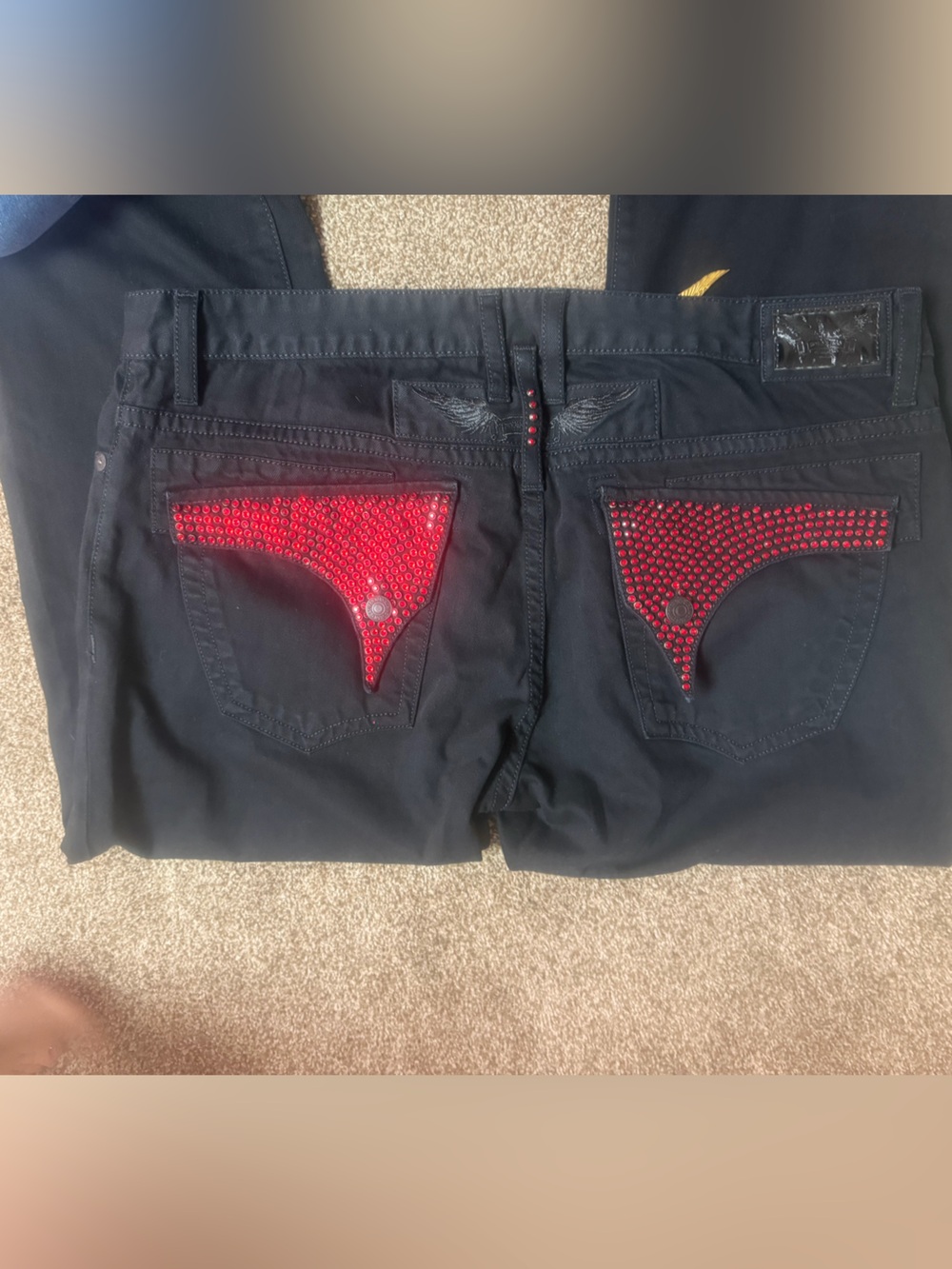 Robin's Jean Black Jeans with Red Studded Back Pockets